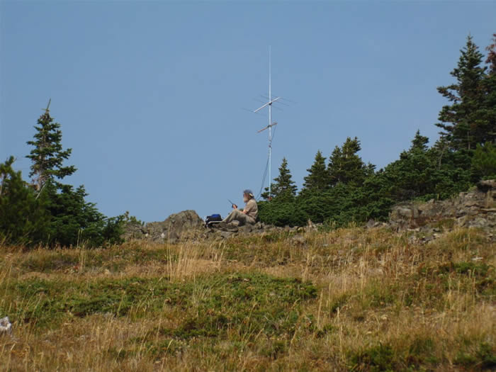 Operating position on the south end of the activation zone with the 2m and 1296 antennas in place.